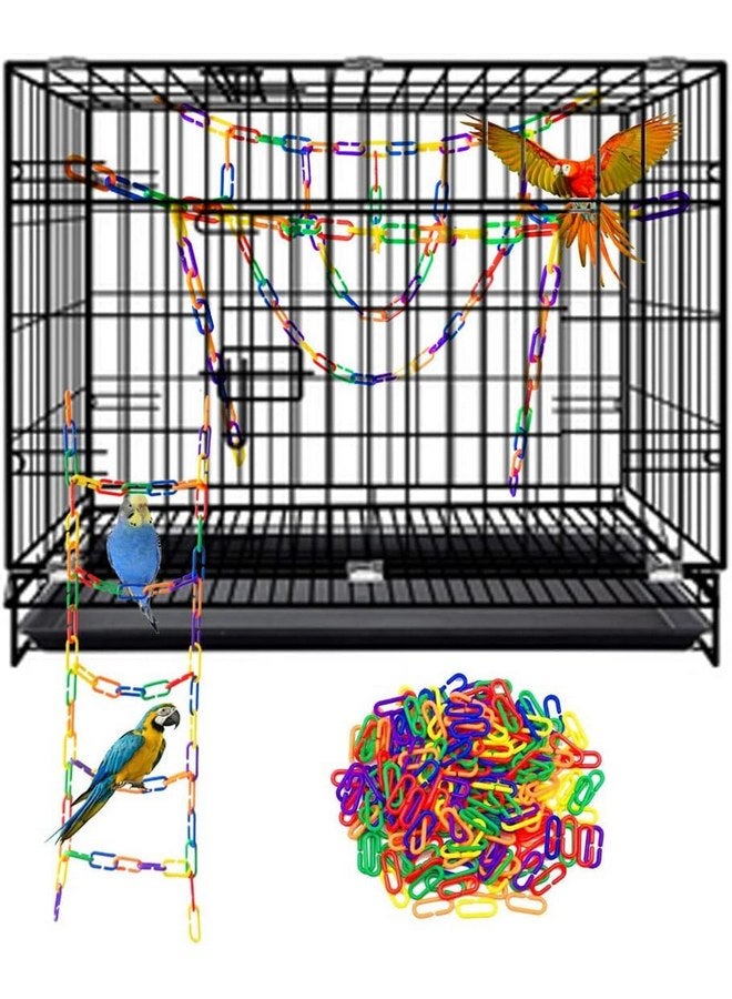 Hyamass 200pcs Rainbow C-Clips Chains Hooks Plastic Chain Links C-Links Children's Learning Toy Sugar Glider for Parakeets,Small Pet Rat Parrot Bird Toy Cage Swing Climbing Cage Toys - Image 3