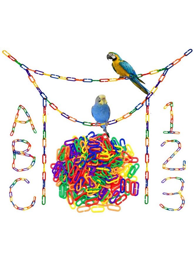 Hyamass 200pcs Rainbow C-Clips Chains Hooks Plastic Chain Links C-Links Children's Learning Toy Sugar Glider for Parakeets,Small Pet Rat Parrot Bird Toy Cage Swing Climbing Cage Toys - Image 1
