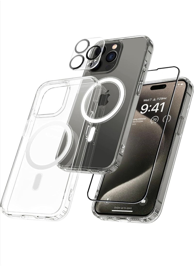 Generic - iPhone 16 Pro Case Clear Magsafe Ultra Thin Cover Anti-Yellowing Magnetic Cases with Screen Protector and Camera Lens Protector, Full Coverage Set for Apple iPhone 16 Pro 6.3 inch - Image 1