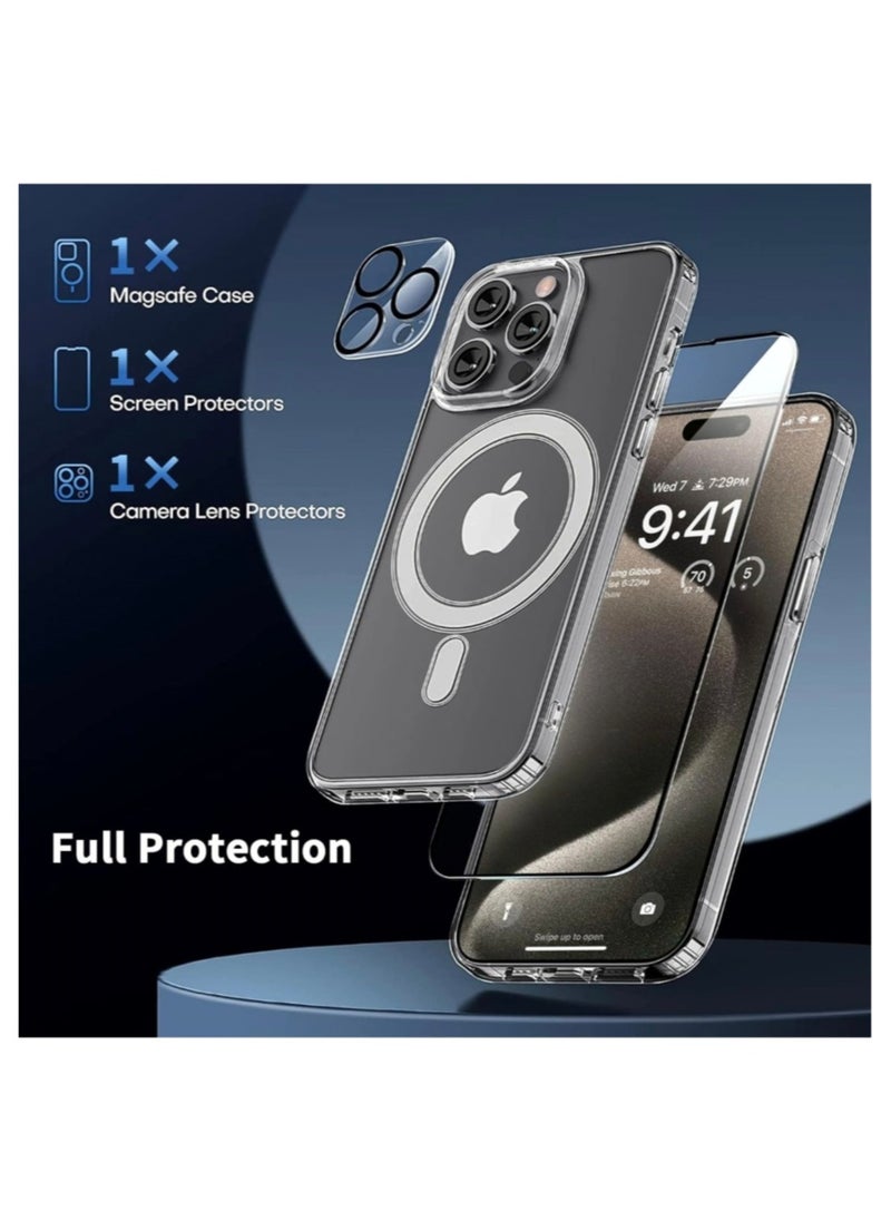 Generic - iPhone 16 Pro Case Clear Magsafe Ultra Thin Cover Anti-Yellowing Magnetic Cases with Screen Protector and Camera Lens Protector, Full Coverage Set for Apple iPhone 16 Pro 6.3 inch - Image 1