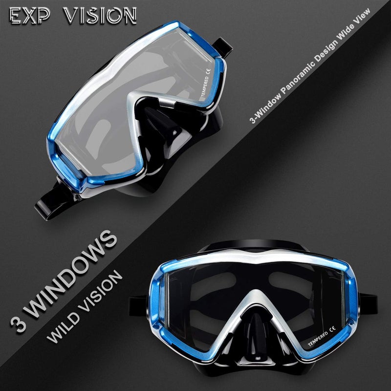 EXP VISION Schnorchelset Schnorchelausrstung fr Erwachsene, Professionelle Anti-Beschlag-Schnorchelmaske, Trockenschnorchel Tauchmaske fr Freitauchen,Schnorcheln,Schwimmen - Image 3