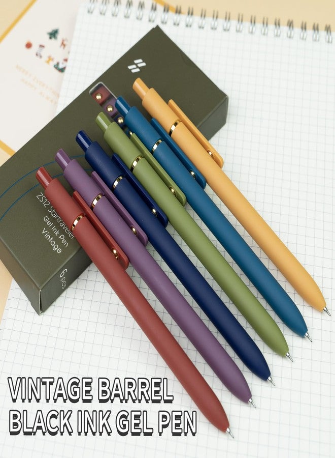YOXMJDB 6 Pcs Gel Pens, 0.5mm Black Ink Pen Fine Point Smooth Writing Pens Japanese Cute Pen for Journaling and Note Taking, Gifts for Women Men, 6 Pcs Vintage Gold - Image 4