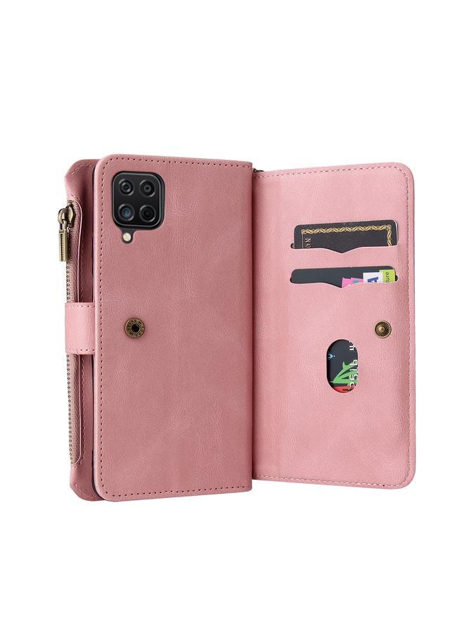 اس-توب جراب لهاتف Samsung Galaxy A12 5G مصنوع من الجلد PU + TPU مع حامل وفتحة لـ 15 بطاقة ومحفظة وجيب بسحاب وحبل - Image 5