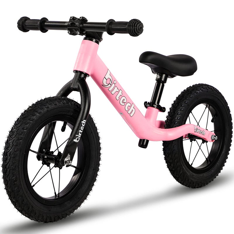 Birtech 12 Balance Bike for 2 3 4 5 Year Old Boys and Girls Lightweight Nylon Frame Toddler Training Bike No Pedal Bikes for Kids with Adjustable Seat and Air Tires Pink - Image 2