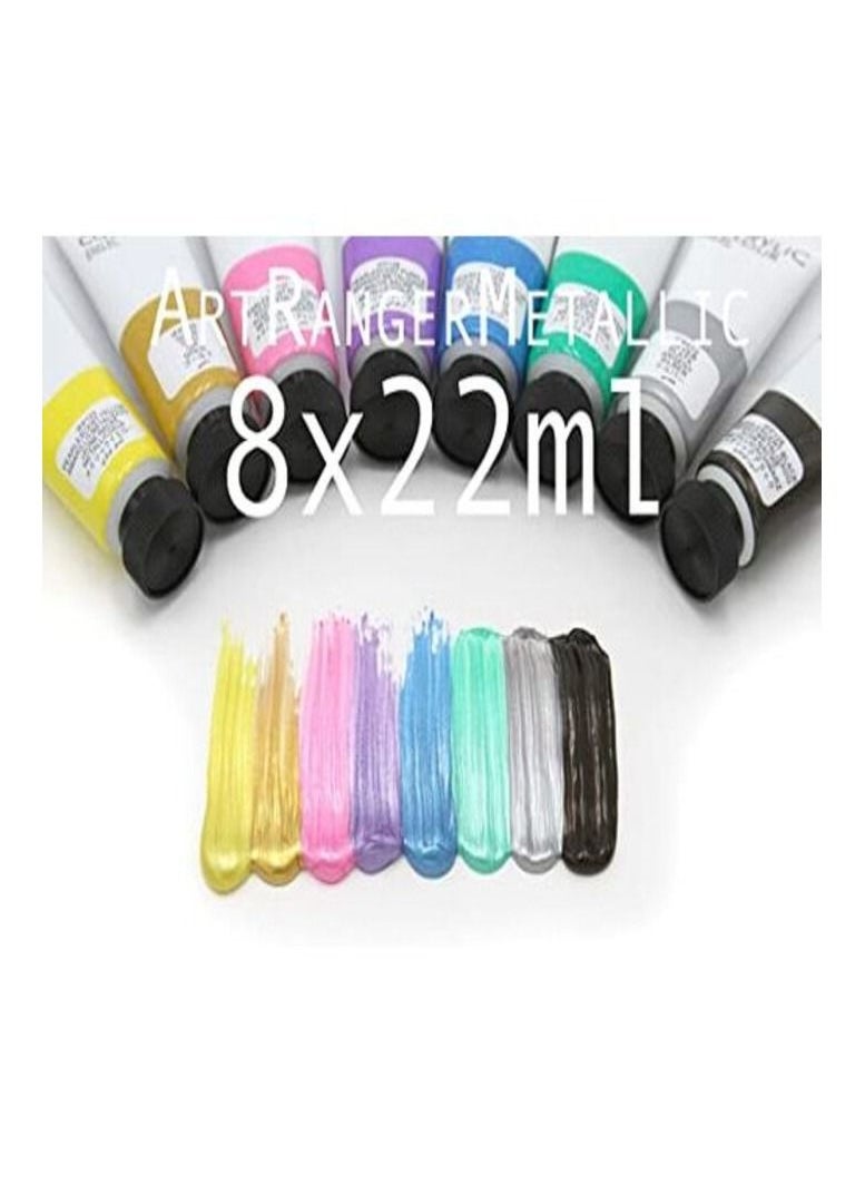 ART RANGER Acrylic Paint Set In Metallic 8 Tubes Each 22 Ml For Painting On Canvas