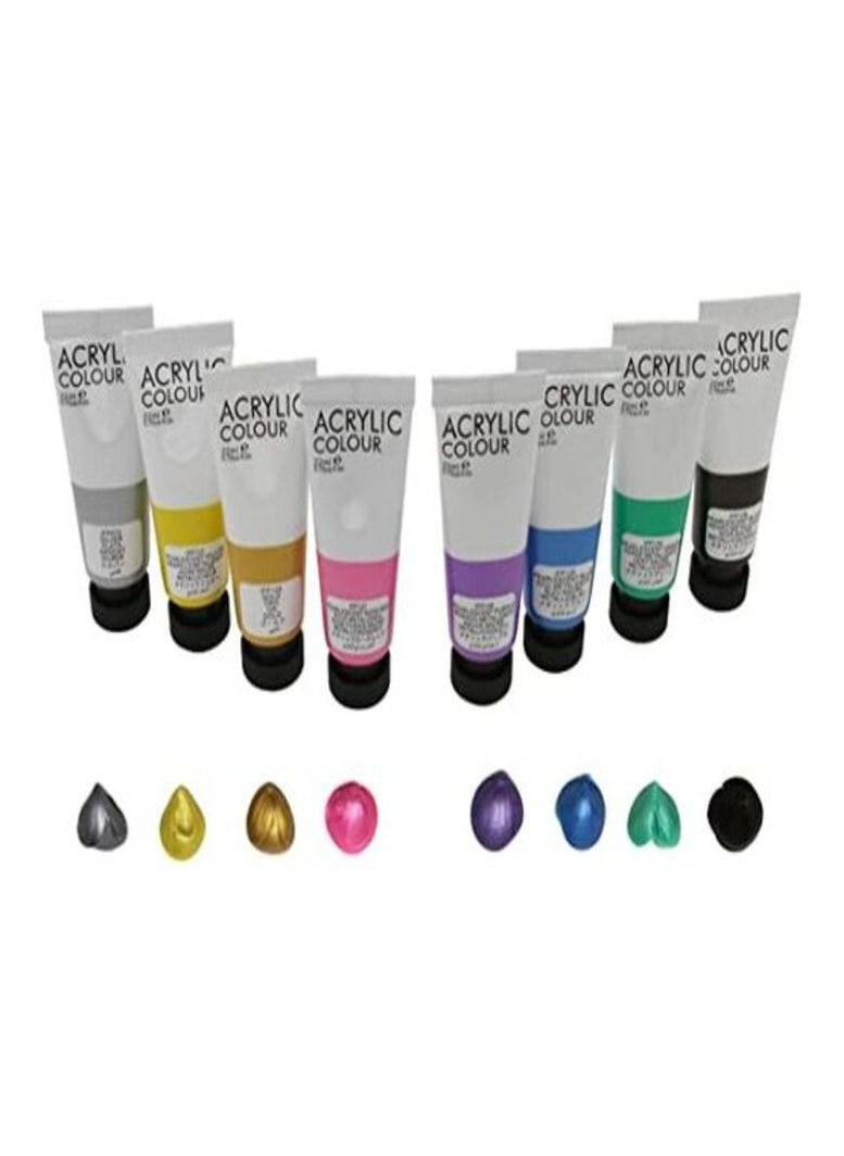 ART RANGER Acrylic Paint Set In Metallic 8 Tubes Each 22 Ml For Painting On Canvas