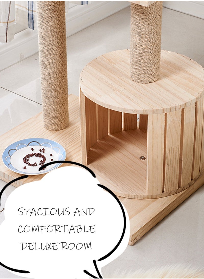 Wooden Pet Cat Climbing Frame Cat Tree Toy With Cat House Cat Jumping Platform Claw Sharpening Cat Scratching Post 38*50*90cm