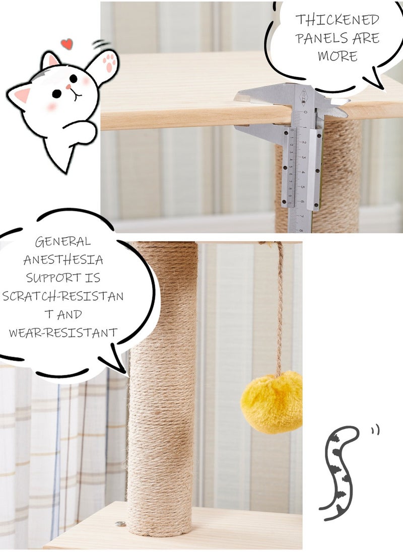 Wooden Pet Cat Climbing Frame Cat Tree Toy With Cat House Cat Jumping Platform Claw Sharpening Cat Scratching Post 38*50*90cm
