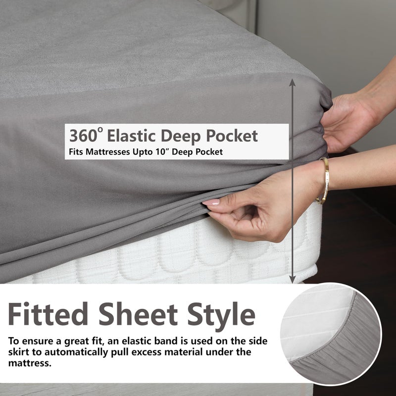 Daksh 100% Waterproof Mattress Protector Queen Size, Ultra Soft Cotton Feel Terry Mattress Cover, Breathable & Hypoallergenic Fitted Bed Protector Cover - 78"x60", 6.5x5 Feet, Queen Size, Grey - Image 4