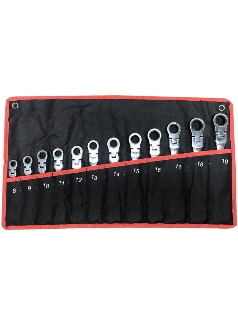 GGOOT Hardware Tool Key Wrench Set Dual-use Movable Head Ratchet Wrench Quick Wrench Set Hardware Ratchet Wrench Set Car Repair Tool (Color : 12pcs)  - Image 1
