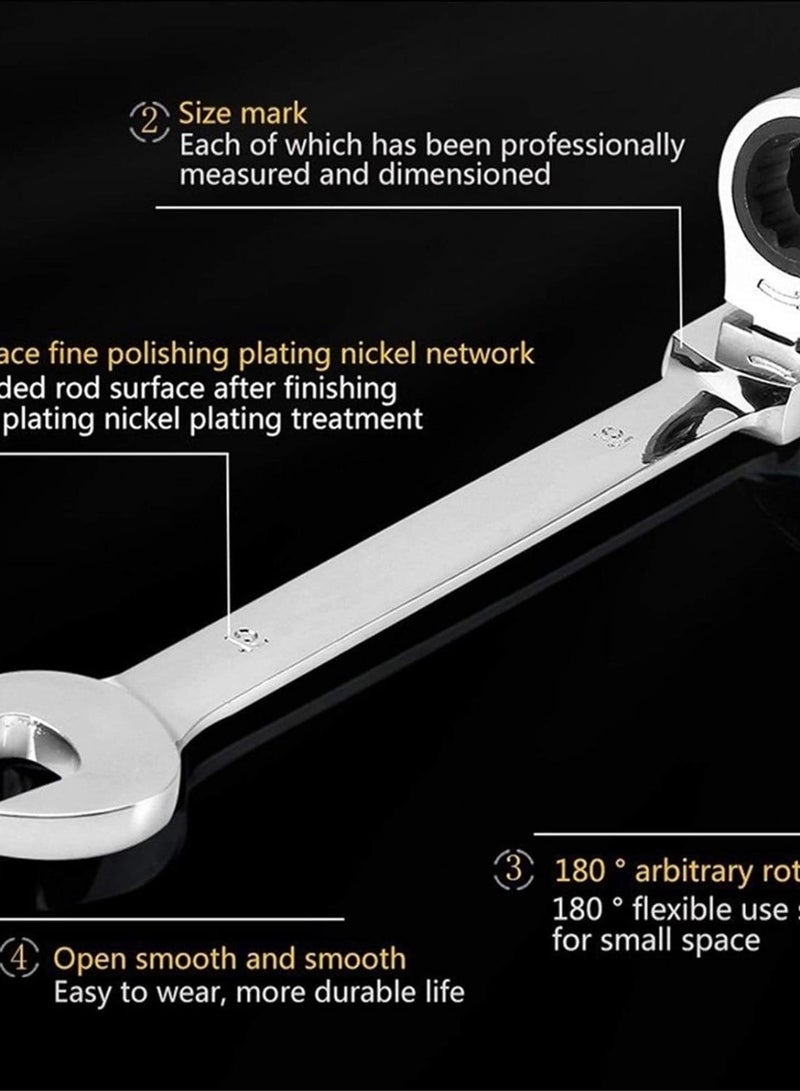 GGOOT Hardware Tool Key Wrench Set Dual-use Movable Head Ratchet Wrench Quick Wrench Set Hardware Ratchet Wrench Set Car Repair Tool (Color : 12pcs)  - Image 5