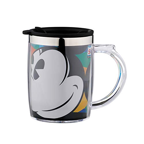 Ski Homeware Double Wall Inner Stainless Steel Tea,Coffee, Milk Mug With Handle And Lid For Kids Cherry Mug (Mickey Mouse-1) - 350 Ml - Image 1