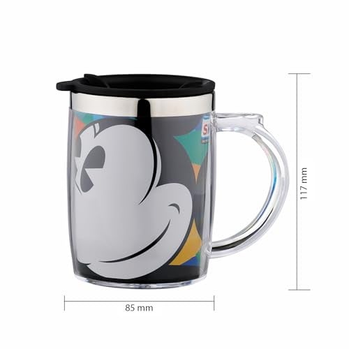 Ski Homeware Double Wall Inner Stainless Steel Tea,Coffee, Milk Mug With Handle And Lid For Kids Cherry Mug (Mickey Mouse-1) - 350 Ml - Image 4