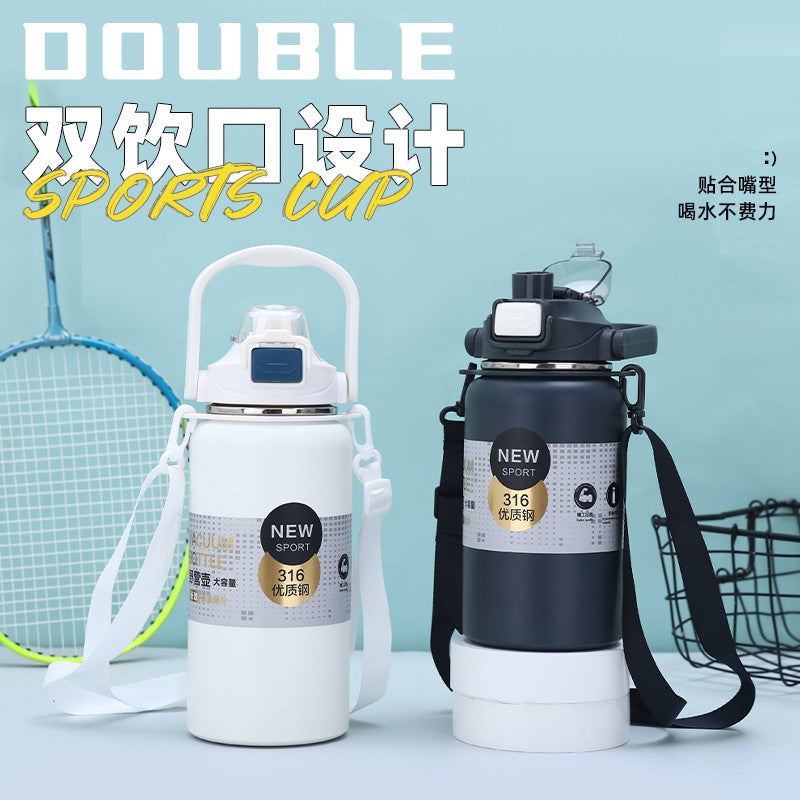 316 Stainless Steel Double Drinking Thermos Cup, One-Click Opening, Outdoor Handle, Travel Pot, Men'S And Women'S Big Belly Sports Water Cup - Image 3