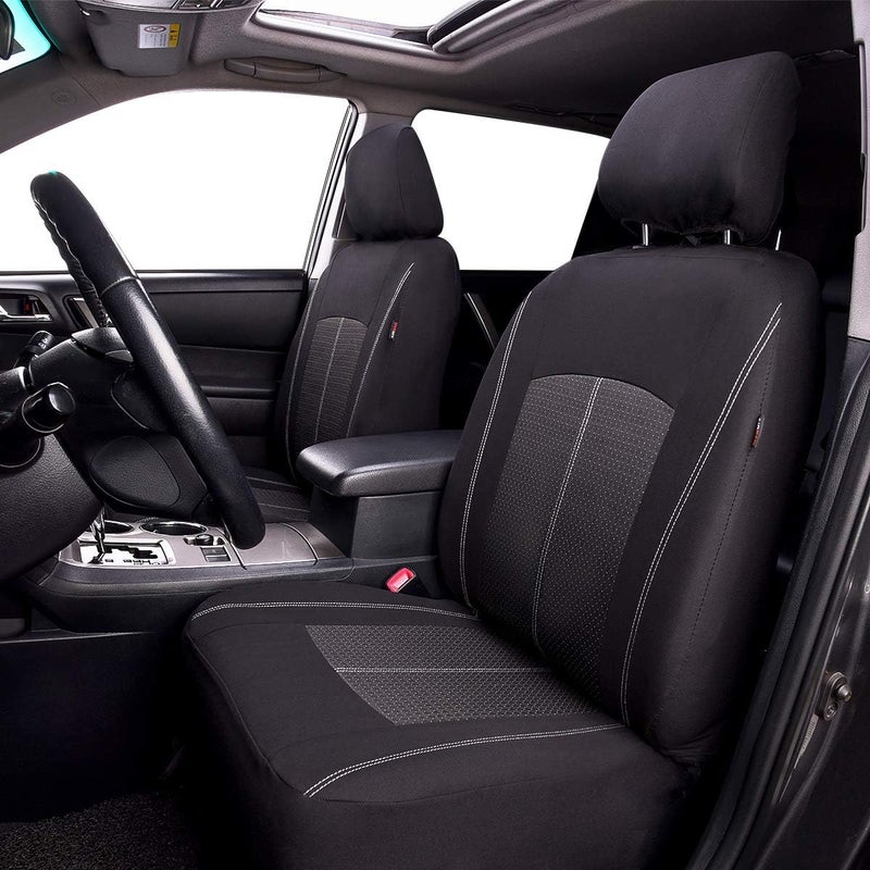 Flying Banner Black Jacquard Car Seat Covers Full Set - Airbag Compatible Auto Protector - Image 3