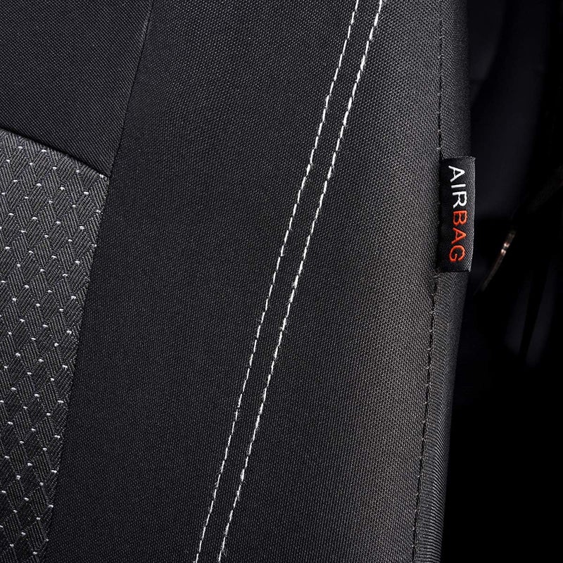 Flying Banner Black Jacquard Car Seat Covers Full Set - Airbag Compatible Auto Protector - Image 4