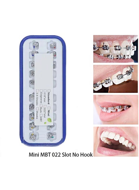20 pieces, orthodontic brackets, metal brackets, mini straight wire brackets, without hook, Mini MBT 022 Slot No Hook