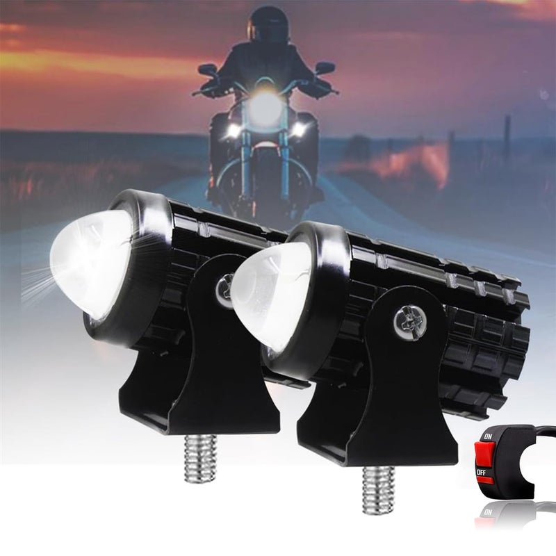Carzex® Mini Drive Projector Lens LED Fog Light for Car, Bike, Scooty - White & Amber Yellow, Non-Flasher Hi-Lo Beam, On/Off Switch, 3 Wire Fog Light (Set of 2) - Image 5