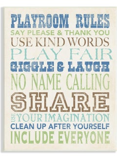 Stupell Industries Stupell Industries Home Decor Collection Boys Playroom Rules Typography Rectangle Wall Plaque  - Image 1