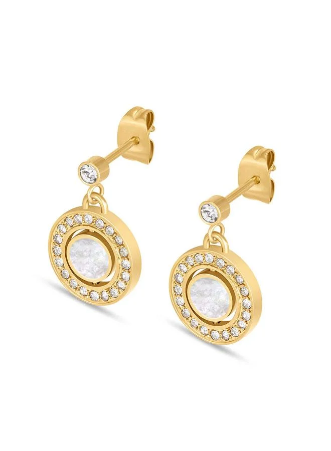شيروتي 1881 Larissa Gold Plated Stainless Steel Drop Earrings for Women 12mm