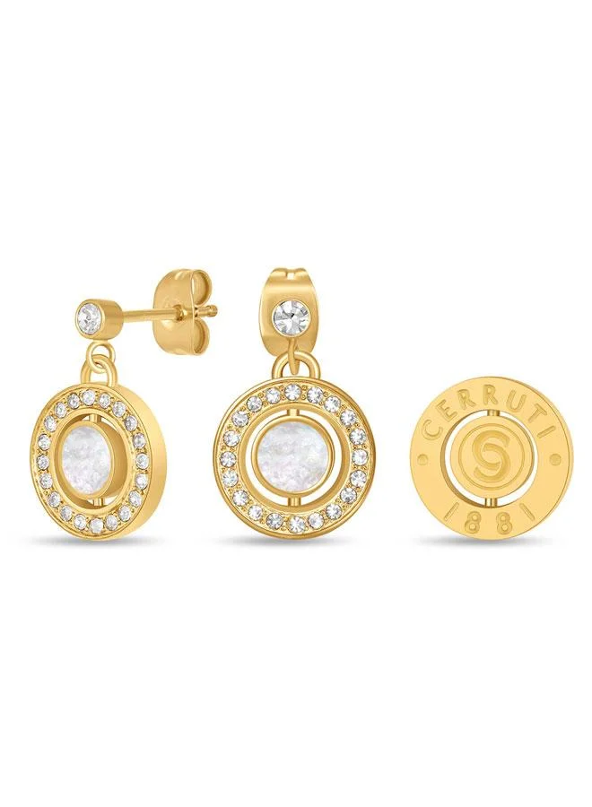 شيروتي 1881 Larissa Gold Plated Stainless Steel Drop Earrings for Women 12mm