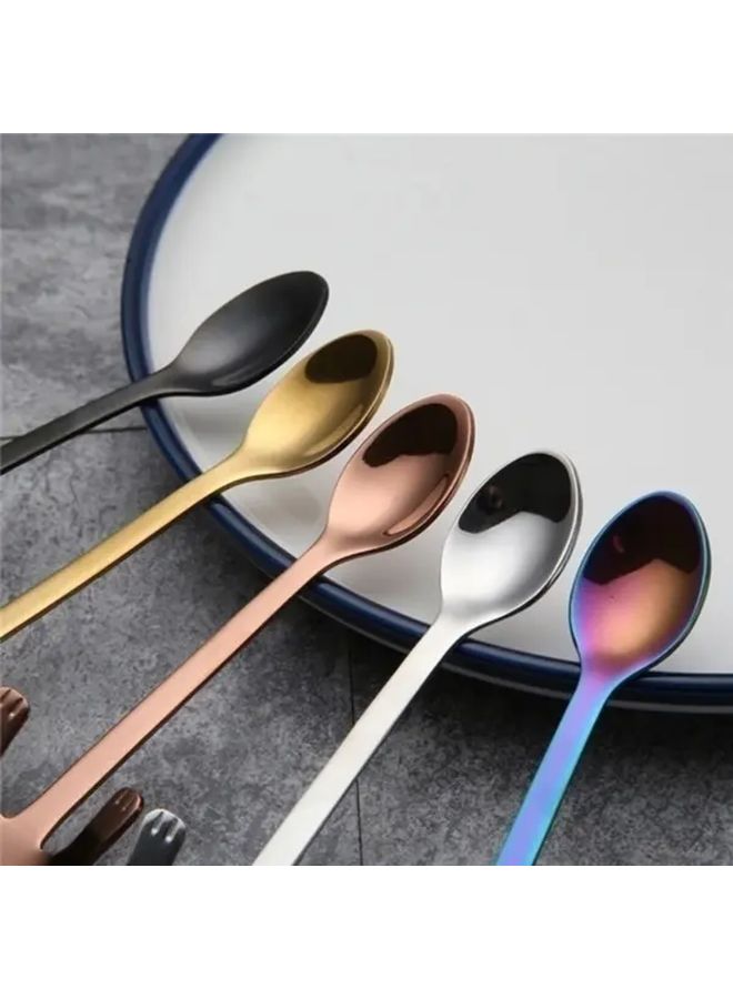 Silvery Stainless Steel Cat Shaped Coffee Spoons Set Mini Ice Cream Scoops for Cat Lovers - Image 4