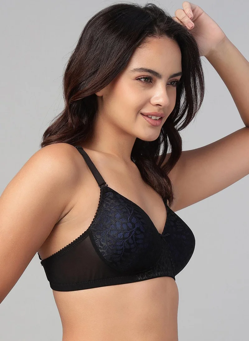 Clovia Black Clovia Padded Non-Wired Full Coverage Multiway Bra in Black - Lace for Women | Best Price UAE