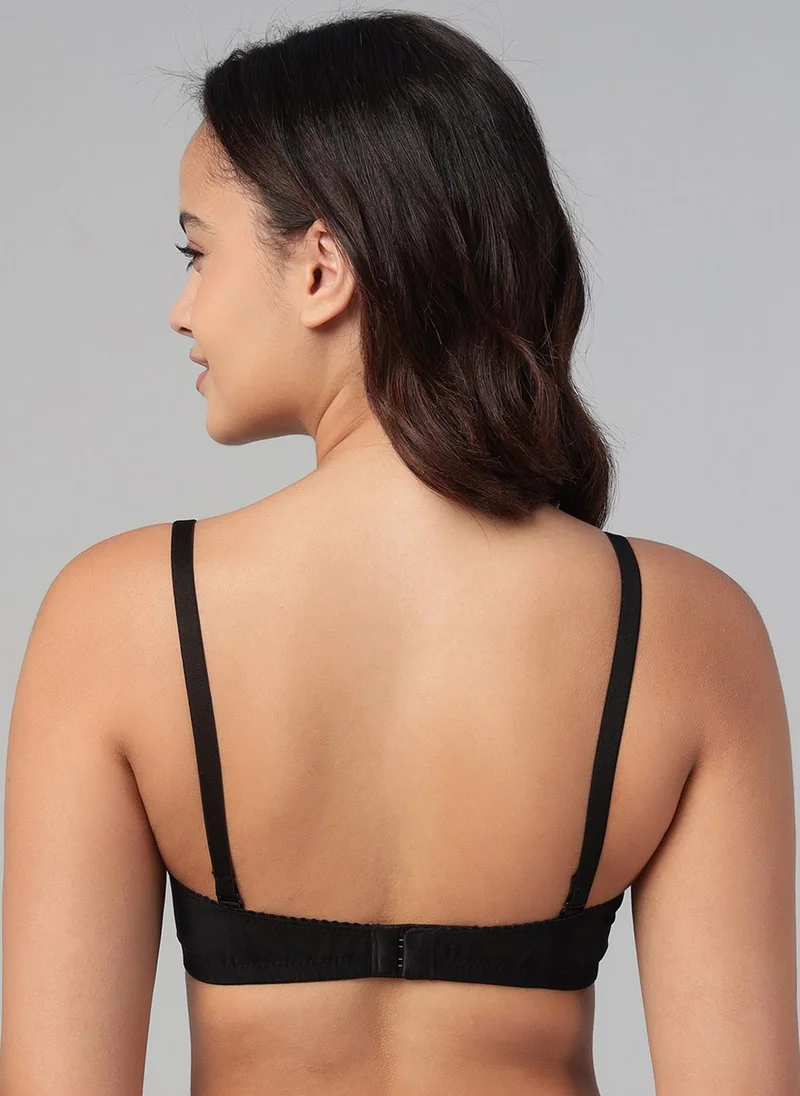 Clovia Black Clovia Padded Non-Wired Full Coverage Multiway Bra in Black - Lace for Women | Best Price UAE