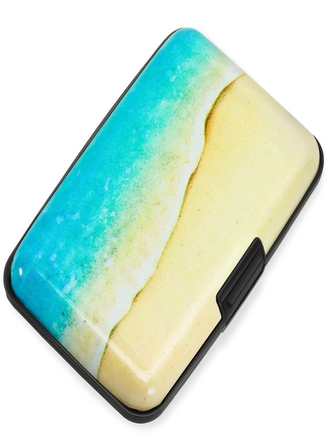 Mayski Credit Card Holder, RFID Blocking, Aluminum Alloy Hard Case, Small Mini Business Metal Wallet for Women Men, Beach - Image 1