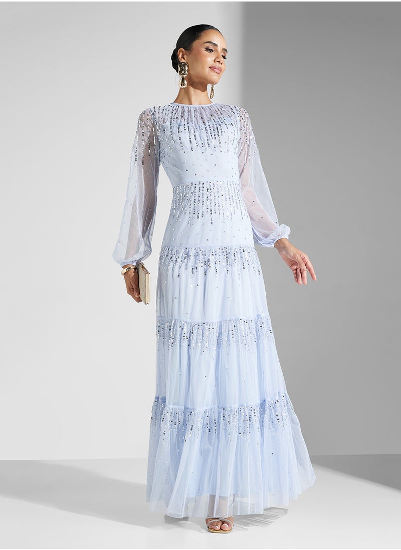 Amelia Rose Embellished Mesh Detailed Dress  - Image 4