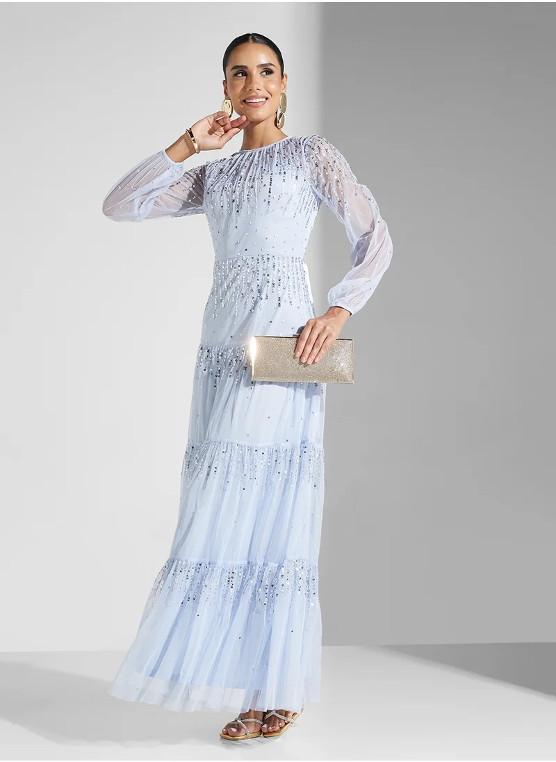 اميليا روز Embellished Mesh Detailed Dress