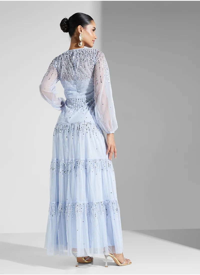 اميليا روز Embellished Mesh Detailed Dress