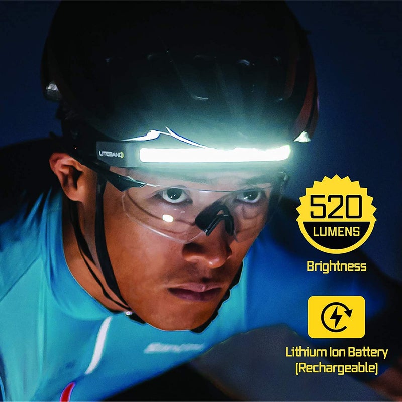 OPTIMAL VENTURES LITEBAND ACTIV Rechargeable LED Headlamp, 520 Lumens, 210Â° Wide Beam, Lightweight No-Bounce Fit, IPX4 Weather Resistant, White - Image 1