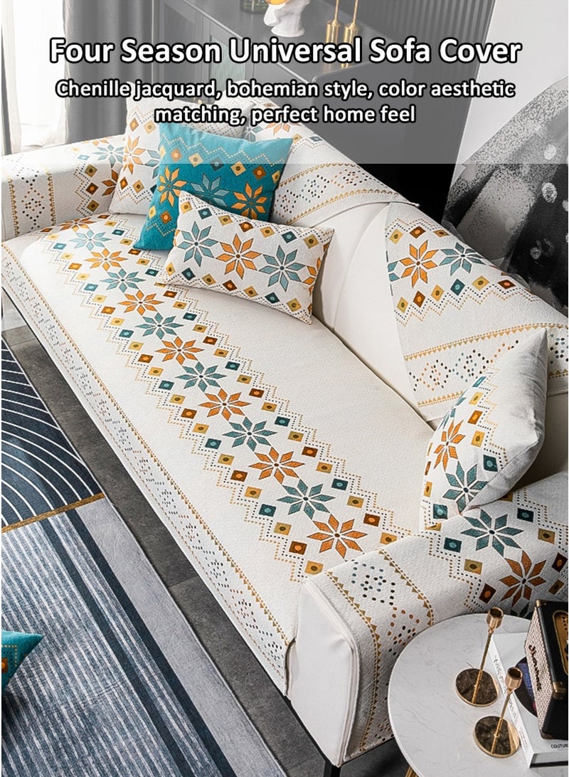 VUCATIN 90x160cm Light Luxury Bohemian Chenille Sofa Cover, All-Season Non-Slip Dustproof Sofa Slipcover, Cat-Scratch-Proof Furniture Protector Pad - Image 2