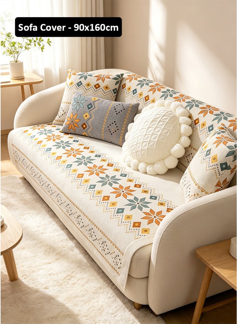 VUCATIN 90x160cm Light Luxury Bohemian Chenille Sofa Cover, All-Season Non-Slip Dustproof Sofa Slipcover, Cat-Scratch-Proof Furniture Protector Pad - Image 1