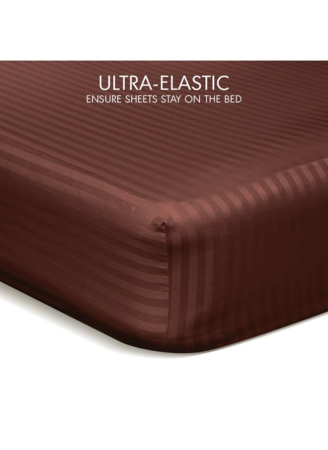 Hotel Linen Klub - Hotel Linen Klub  Reversible Down Alternative Comforter  Set -Ultra Soft Brushed Stripe Microfiber Fabric, 200GSM Soft Fibersheet Filling, Size :Double 220 x 240cm , Color: Chocolate & Cream - Image 1