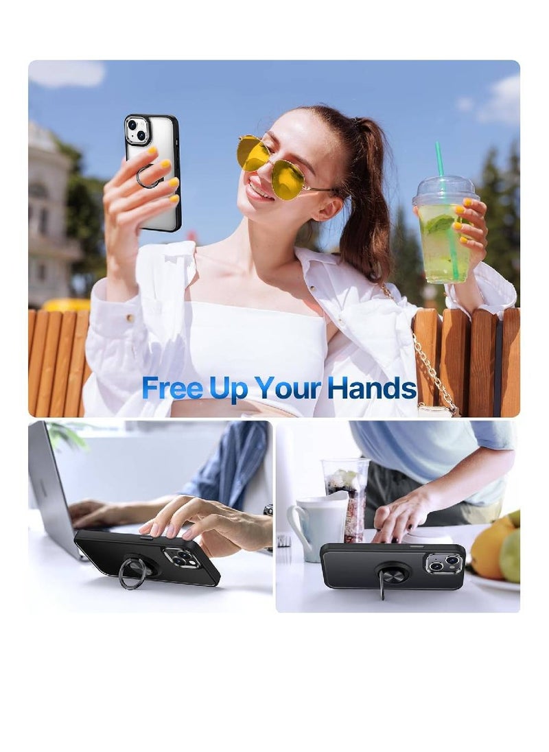 ZOOMEE - Protective Slim Lightweight TPU Bumper With Metal Ring Stand Shockproof Case Cover For iPhone 15 6.1 Inch - Black - Image 1