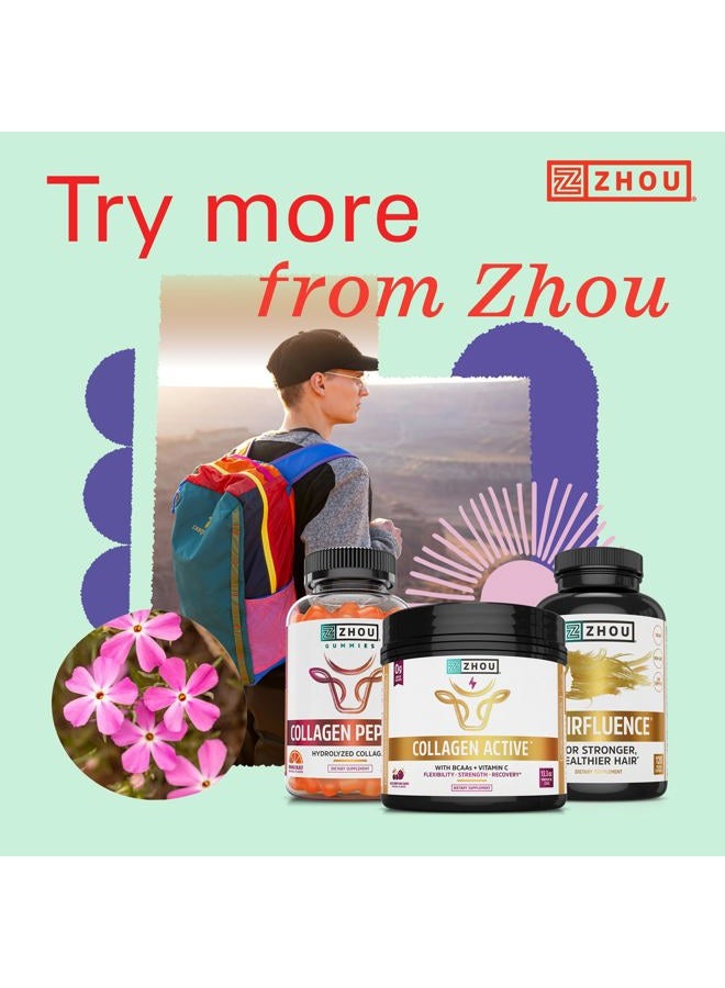 Zhou Hairfluence, Hair Growth Supplement with Clinically Studied Lustriva and Keranat and Hair Vitamins Biotin 5000mcg, Vitamin D, A, C & B12, Non-GMO, Gluten Free, 120 VegCaps - Image 5