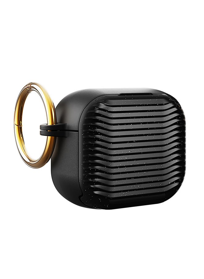 Generic - For AirPods 4 Headphone Set Creative Makeup Mirror For Apple1/2/3 Generation Pro2 Bluetooth Mobile Phone Bracket Simple-Colour:Cosmetic Mirror + Stand Hard Case - Wavy All Black-Model:Airpods 1/2 Generation (protective Case) - Image 1