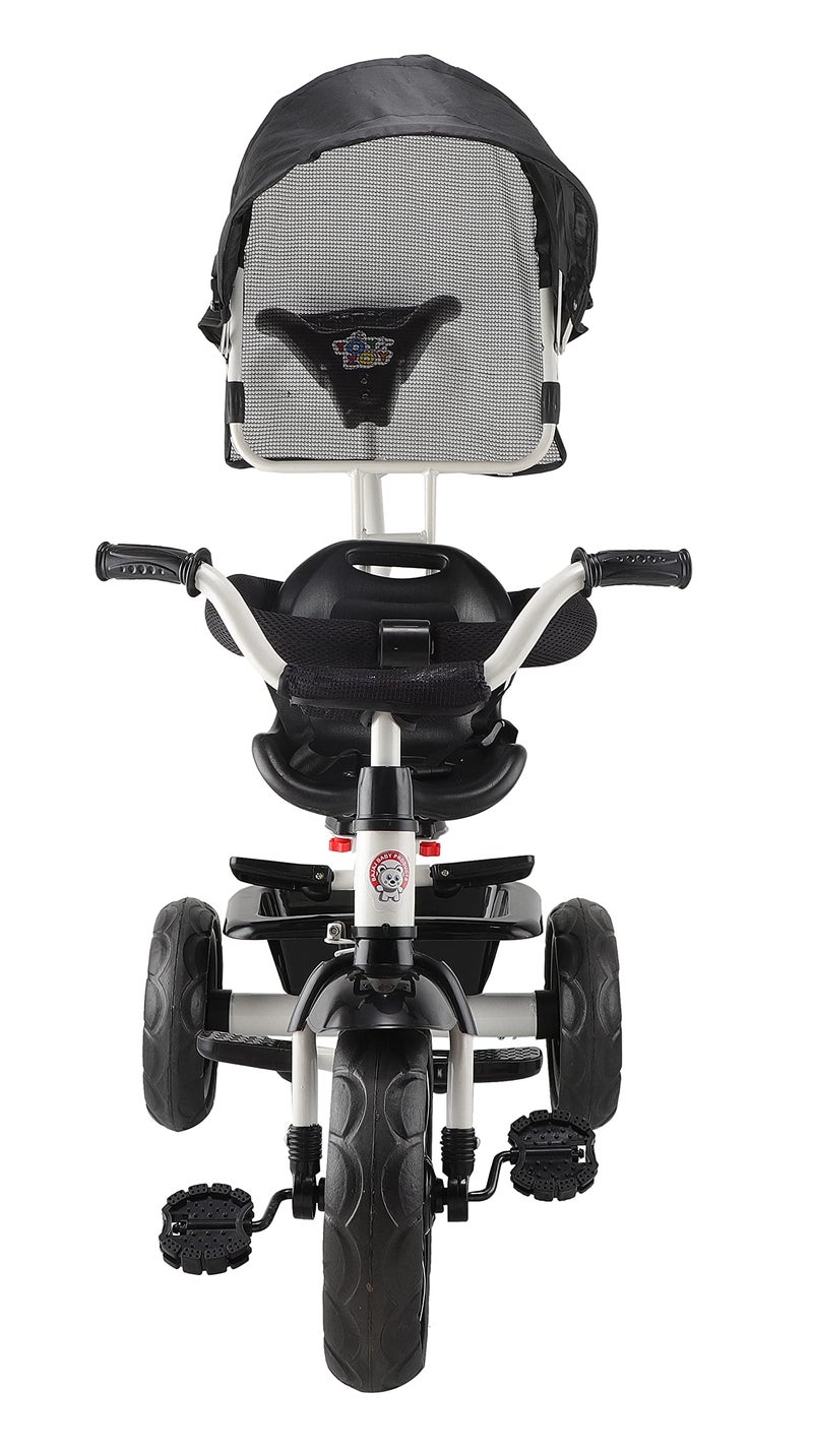 JoyRide 4 in 1 Convertible Baby Tricycle Toddler Stroller Pedal Tricycle w/Reversible Seat Adjustable Removable Handle Canopy Handrail Belt Storage Footrest for 1-5 Years Old (Black) - Image 2