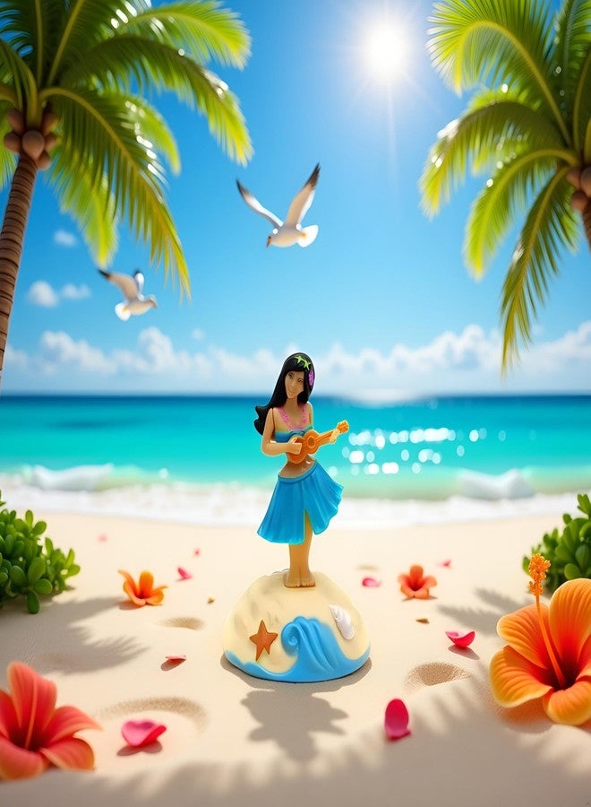 PurYupearl Blue Solar Powered Dancing Figures Decoration - Solar Shaking Head Ornaments Hula Girl - Solar Powered Car Dashboard Interior Decoration Desktop Ornaments Shaking Head Figure Toy ，Decoration - Image 2