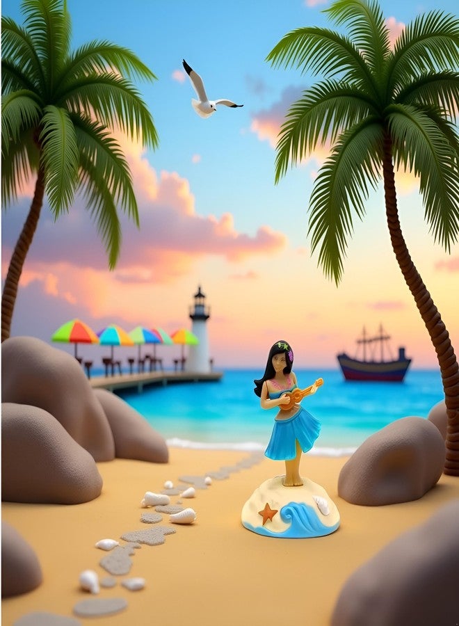 PurYupearl Blue Solar Powered Dancing Figures Decoration - Solar Shaking Head Ornaments Hula Girl - Solar Powered Car Dashboard Interior Decoration Desktop Ornaments Shaking Head Figure Toy ，Decoration - Image 3