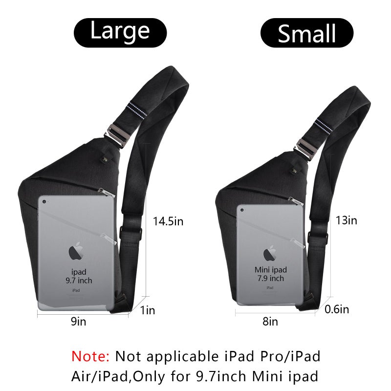 OSOCE Crossbody Sling Bag, Water-Resistant Anti Theft Chest Pack, Minimalist Commuter Daypack for Travel Hiking Work, Black, Small - Image 4