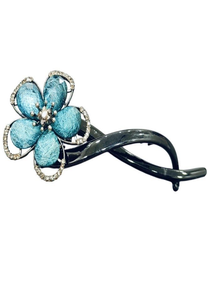 Ashkash 1 Pcs Vintage Rhinestones Green Flower Barrette Twist Banana Hair Clip Accessory for Women - Image 5
