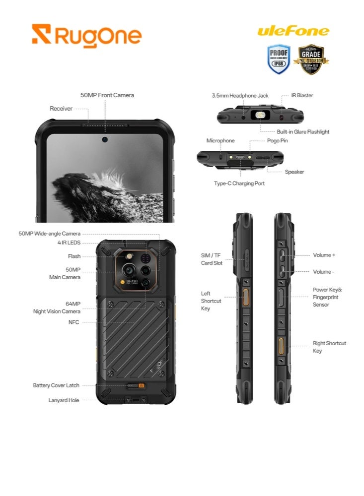 أوليفون رغوان Xever 7 5G AI متين 12GB RAM+ 512GB تخزين | 6.67 بوصة 120Hz AMOLED | NFC | IP68/IP69K - Image 4