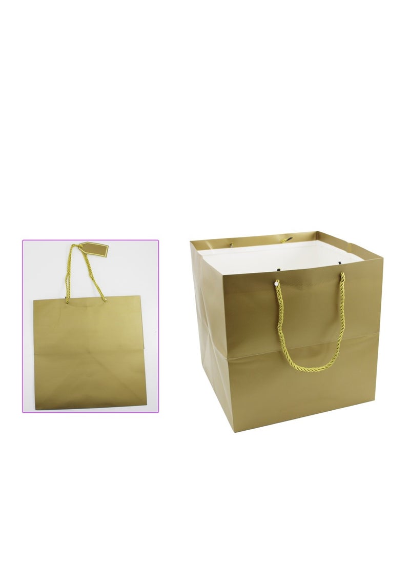 بارتي فن كيس هدايا ورقي مقاس 35x35x35 سم لون ذهبي  - Image 2