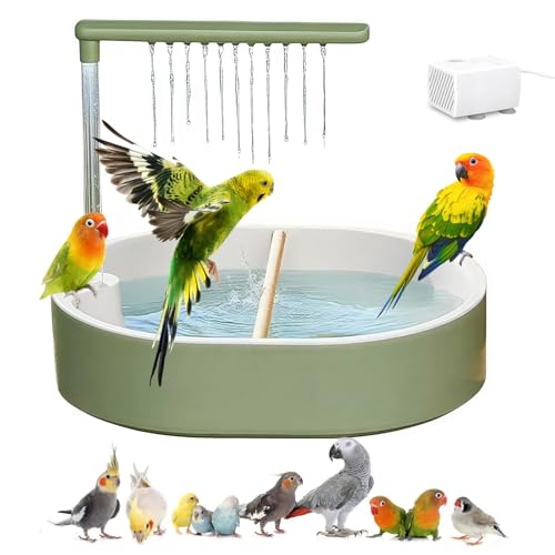 DINTSTYLE Parrot Bathtub Bird Automatic Bath ShowerLarge Bird Shower Fountain Indoor Bathtub with Running Water Contains USB and Pumpfor Pet Birds African Grey Cockatiel Conure Budgie LovebirdFashion - Image 1