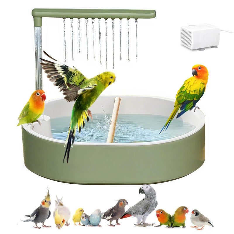 DINTSTYLE Parrot Bathtub Bird Automatic Bath ShowerLarge Bird Shower Fountain Indoor Bathtub with Running Water Contains USB and Pumpfor Pet Birds African Grey Cockatiel Conure Budgie LovebirdFashion - Image 2