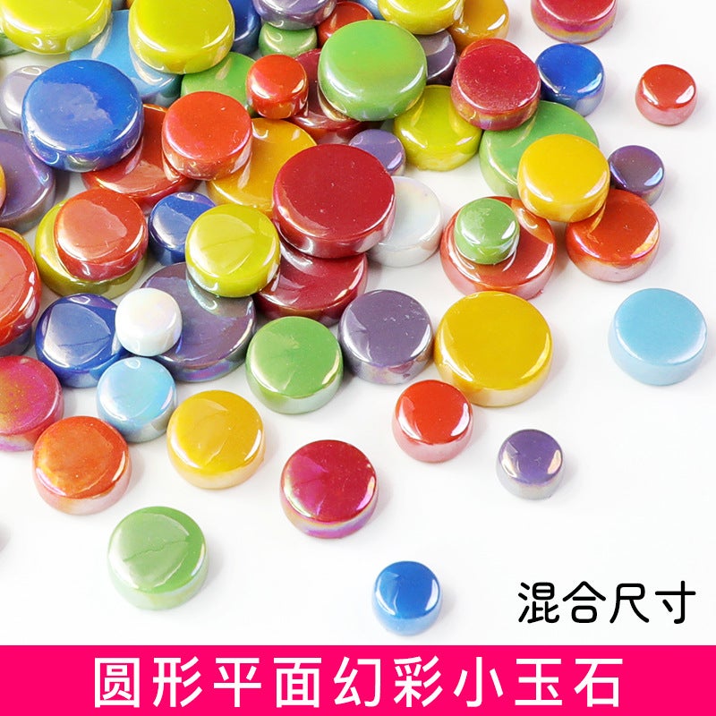 Mixed Size Flat Magic Color Round Small Jade Mosaic Diy Creative Handmade Material Jigsaw Puzzle Bulk - Image 2