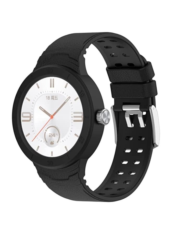Band For Huawei Watch GT Cyber Silicone Breathable Integrated Watch Band (Black) - Image 1